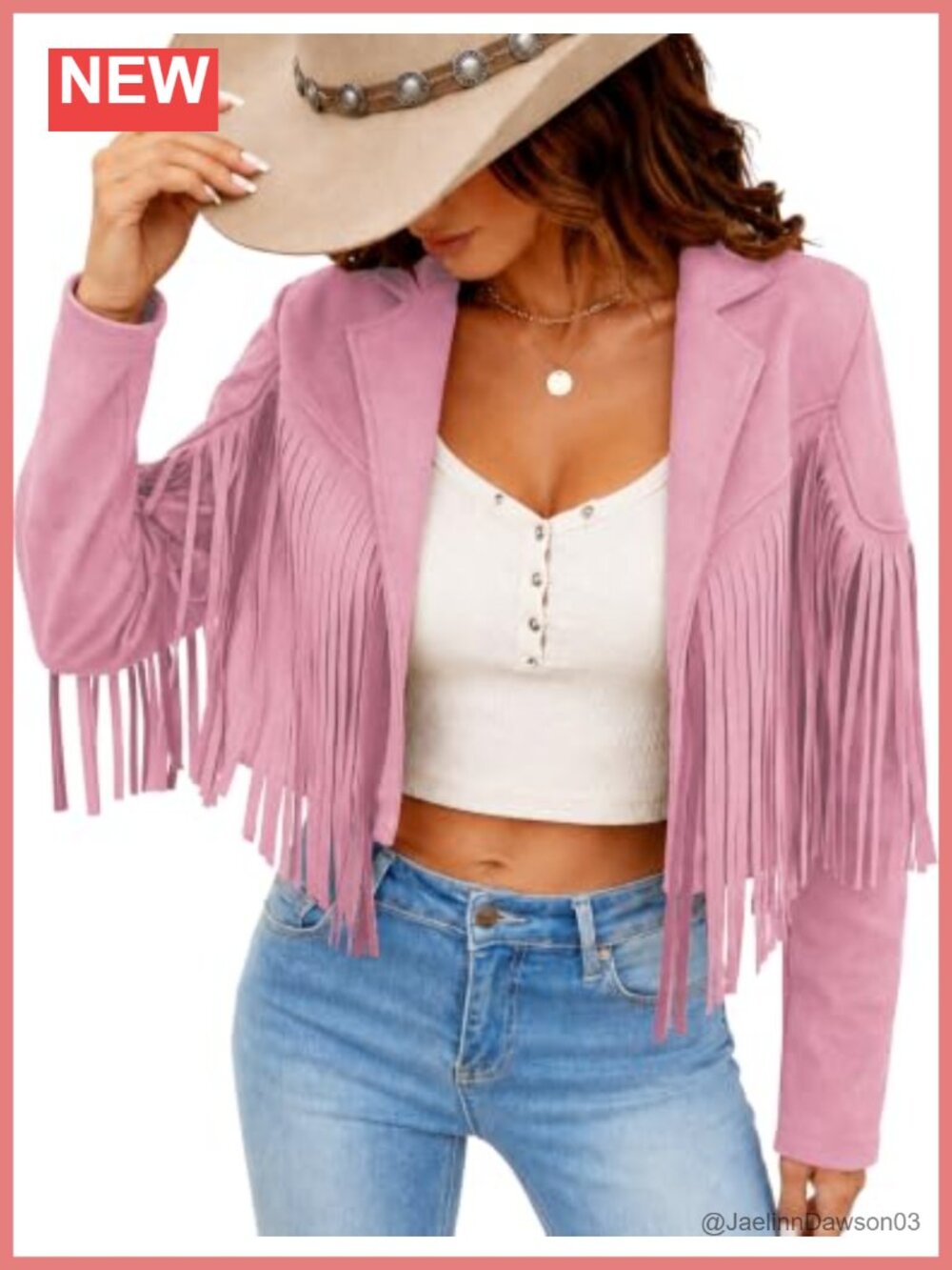Faux Suede Fringe Tassel Cropped Western Jacket Open Front